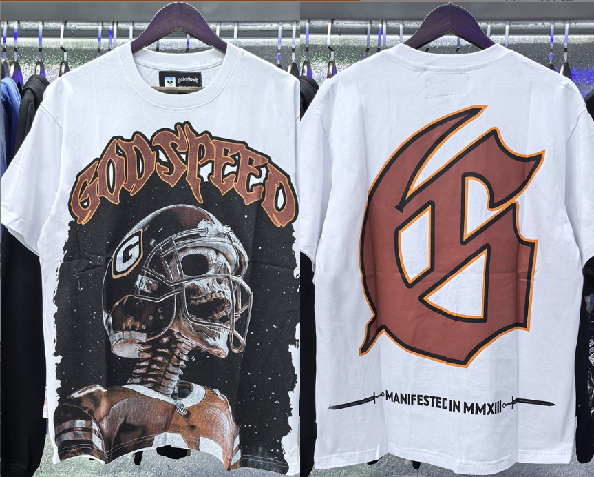 Godspeed White Skull Football Graphic Tee