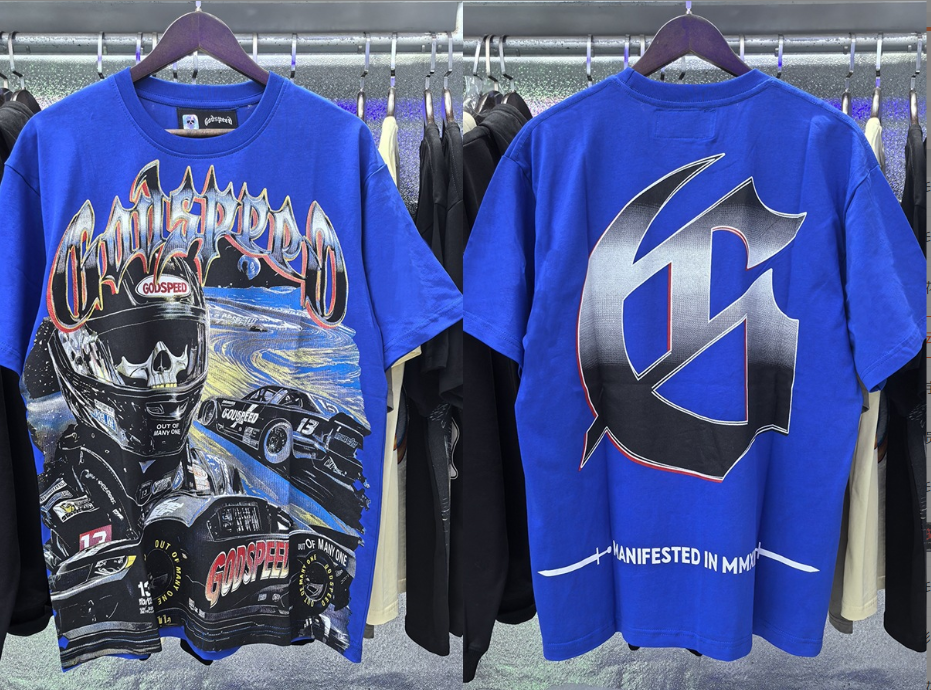 Godspeed Royal Blue Racing Skull Tee