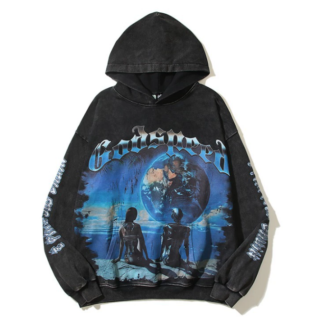 Godspeed Cosmic Lovers Graphic Washed Hoodie