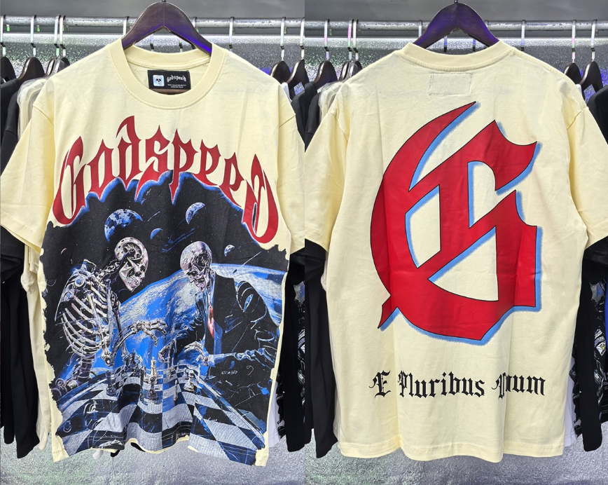 Godspeed Beige Cosmic Chess Graphic Tee
