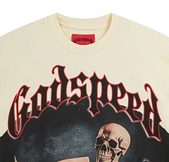 Godspeed Cream Skeleton Newspaper Graphic Tee