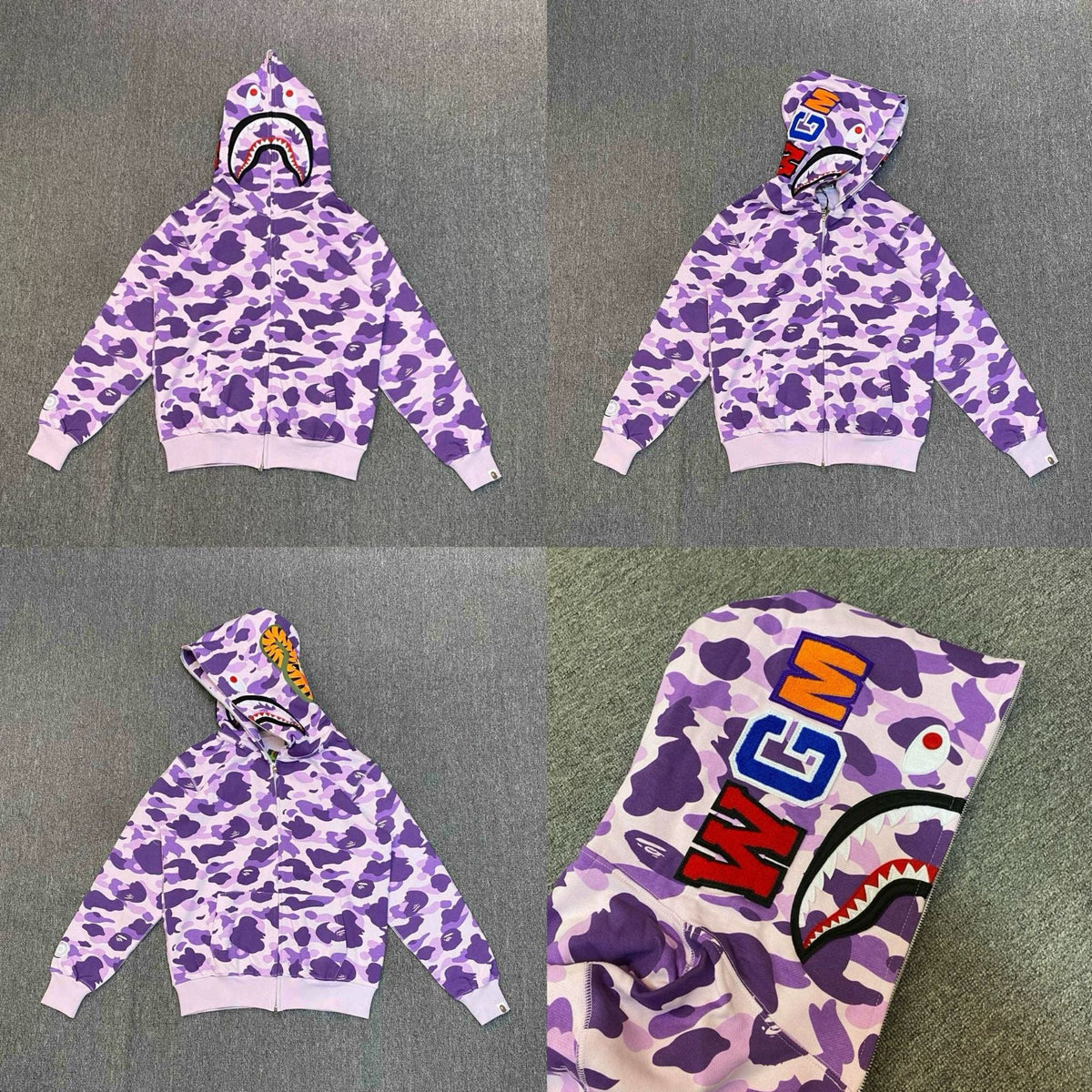 BAPE Shark Full Zip Hoodie Purple Camo Edition