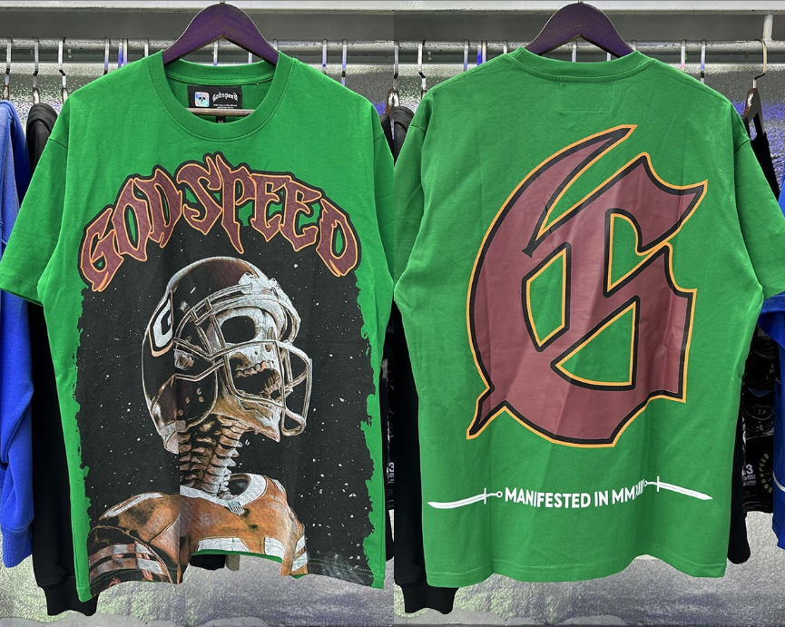 Godspeed Green Football Graphic Heavyweight Tee